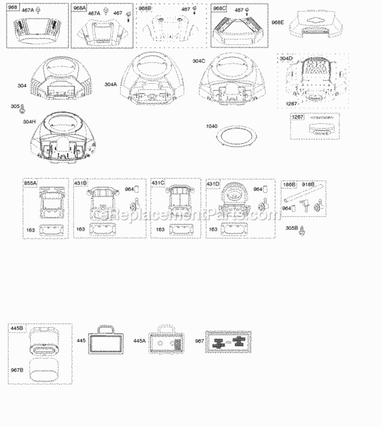 Air Cleaner Blower Housing Diagram and Parts List for 40H777-0134-B1  Briggs and Stratton Engine